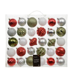 Decoris Shatterproof Bauble Set of 30pcs 7cm - Red/White/Green/Silver